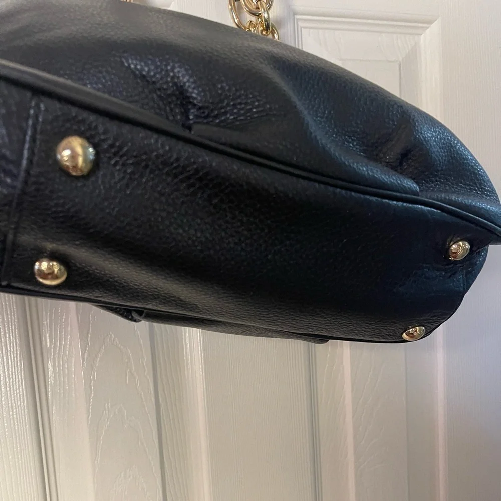 Michael Kors Fulton Chain Tote Black Leather Bag